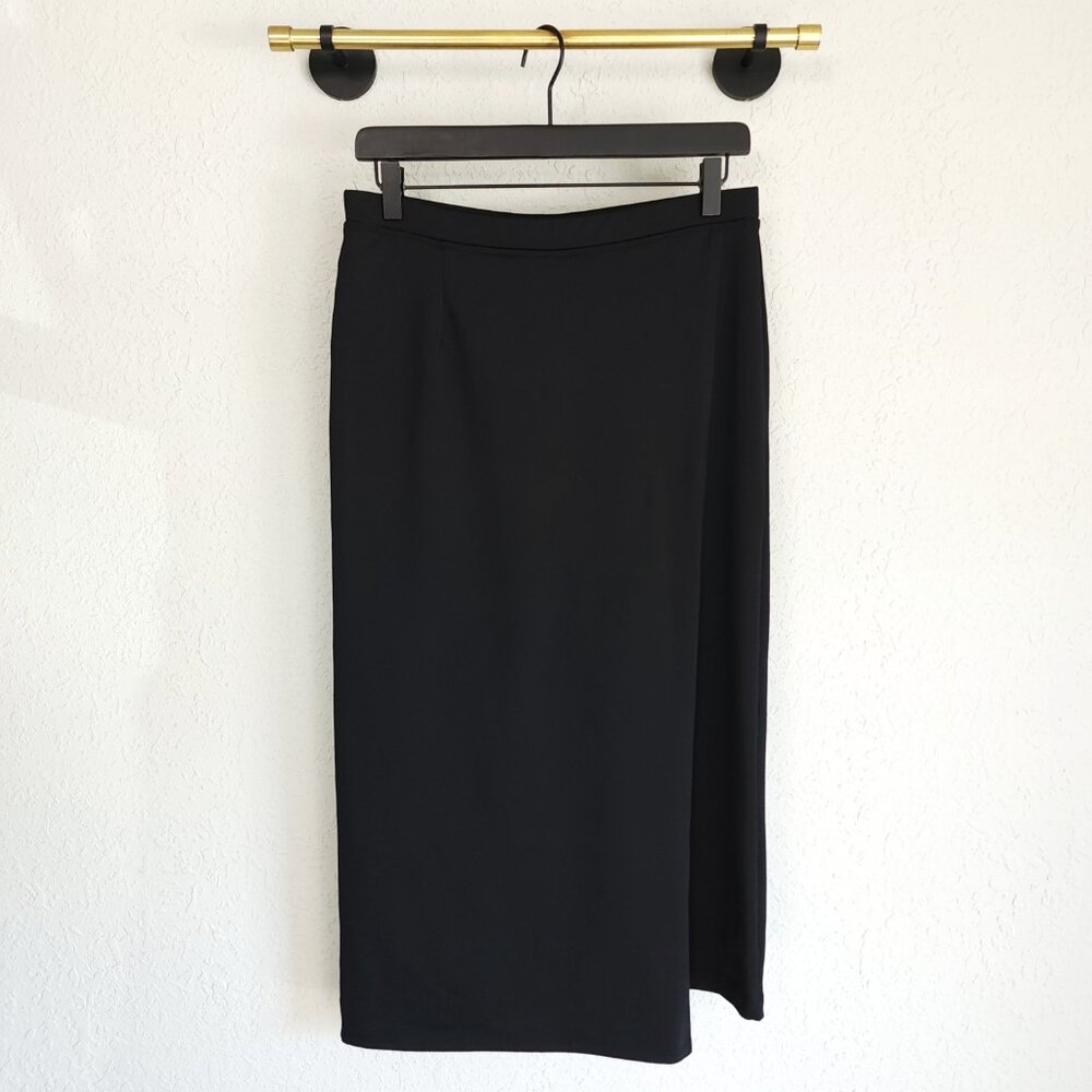 Betabrand M Black Ponte Stretch The Sassiest Skirt Overlay Crop Dress Pants
